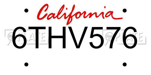 6THV576 California License Plate
