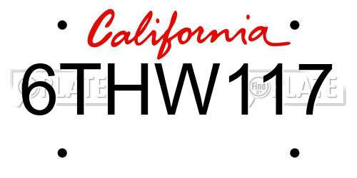 6THW117 California License Plate