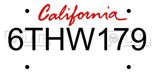 6THW179 California License Plate