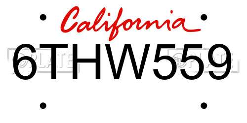6THW559 California License Plate