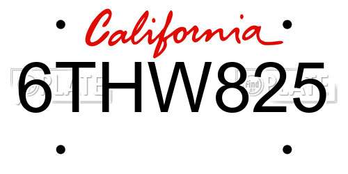 6THW825 California License Plate