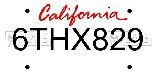6THX829 California License Plate