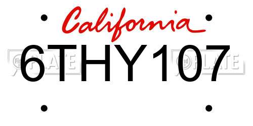 6THY107 California License Plate