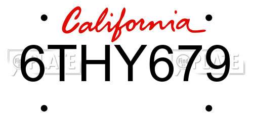 6THY679 California License Plate