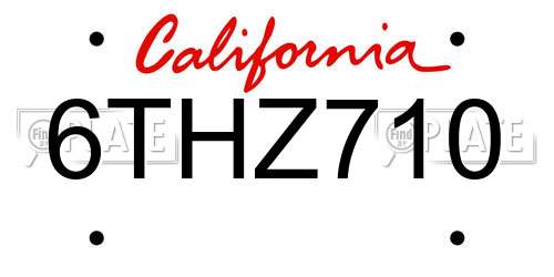 6THZ710 California License Plate