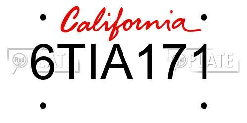 6TIA171 California License Plate