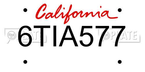 6TIA577 California License Plate