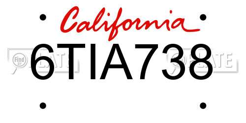 6TIA738 California License Plate