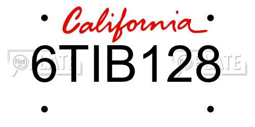 6TIB128 California License Plate