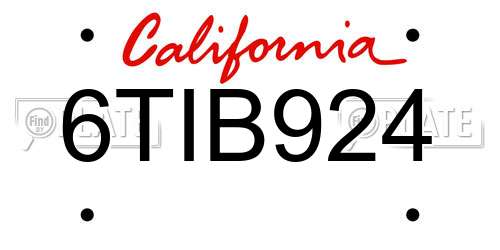6TIB924 California License Plate
