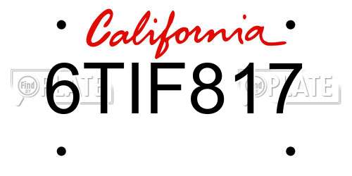 6TIF817 California License Plate