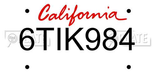 6TIK984 California License Plate