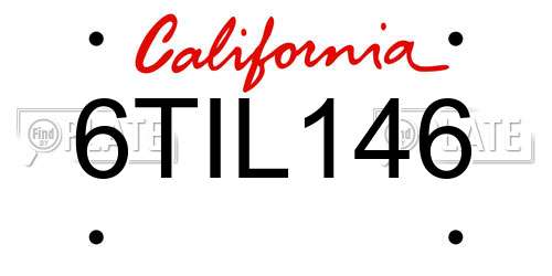 6TIL146 California License Plate