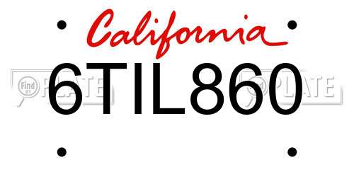 6TIL860 California License Plate
