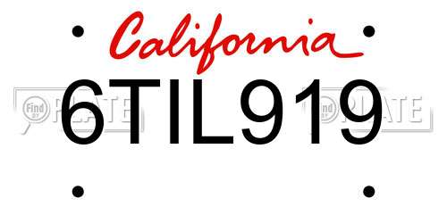 6TIL919 California License Plate
