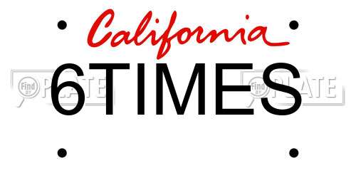 6TIMES California License Plate