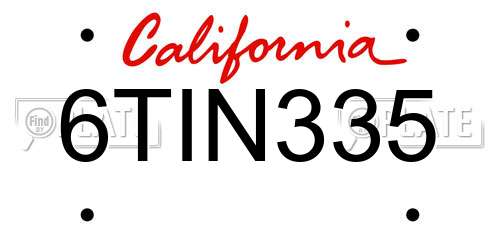 6TIN335 California License Plate