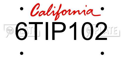 6TIP102 California License Plate