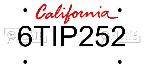 6TIP252 California License Plate