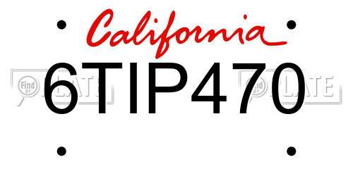 6TIP470 California License Plate