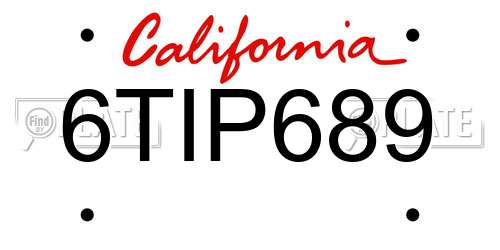 6TIP689 California License Plate