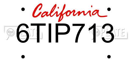 6TIP713 California License Plate