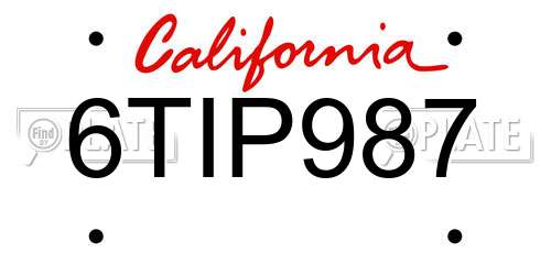 6TIP987 California License Plate