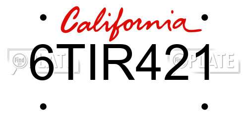 6TIR421 California License Plate