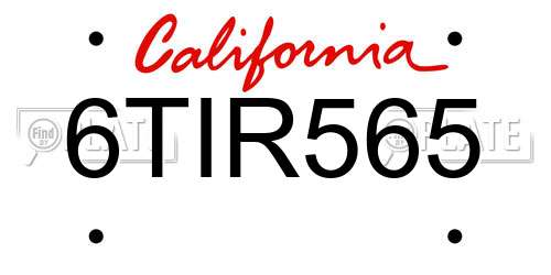 6TIR565 California License Plate