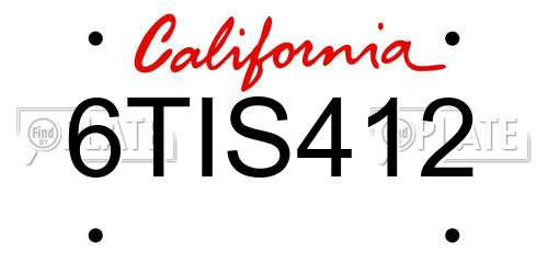 6TIS412 California License Plate