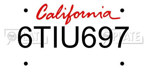 6TIU697 California License Plate