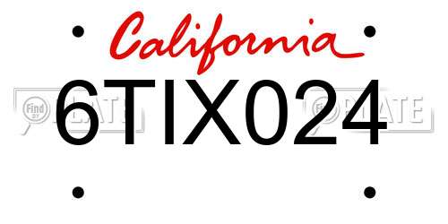 6TIX024 California License Plate