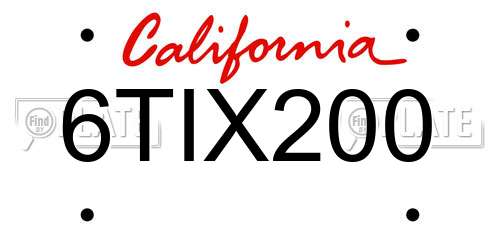 6TIX200 California License Plate