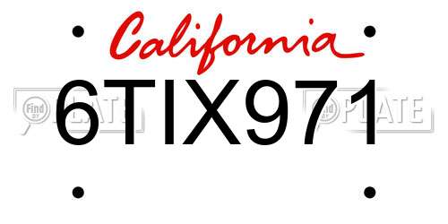6TIX971 California License Plate