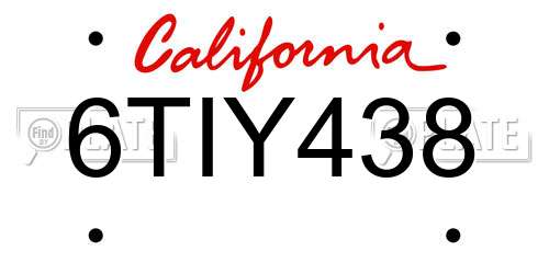 6TIY438 California License Plate