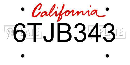6TJB343 California License Plate