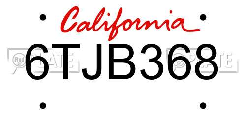 6TJB368 California License Plate