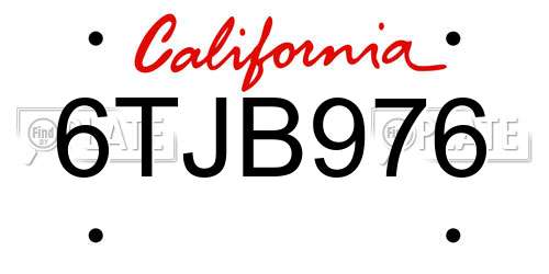 6TJB976 California License Plate