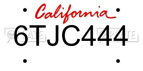 6TJC444 California License Plate