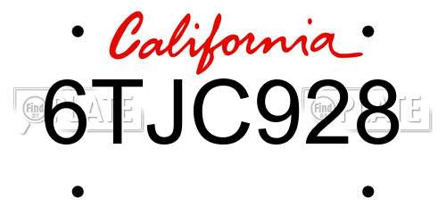 6TJC928 California License Plate
