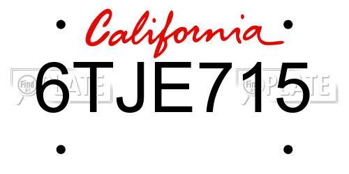 6TJE715 California License Plate