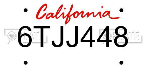 6TJJ448 California License Plate