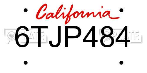 6TJP484 California License Plate