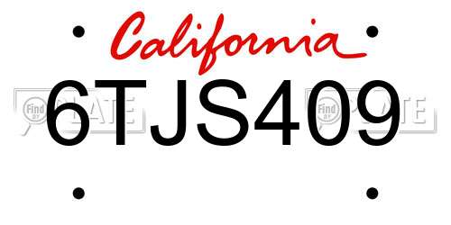 6TJS409 California License Plate