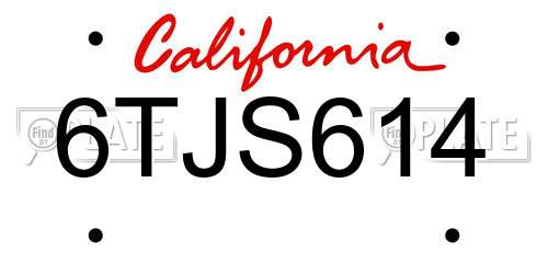6TJS614 California License Plate