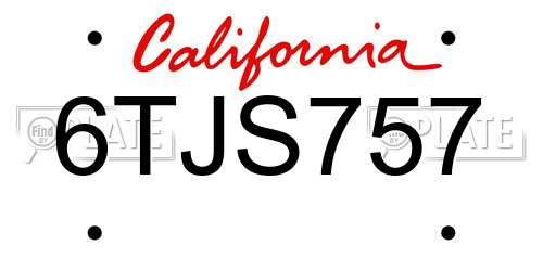 6TJS757 California License Plate