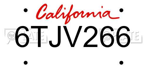 6TJV266 California License Plate