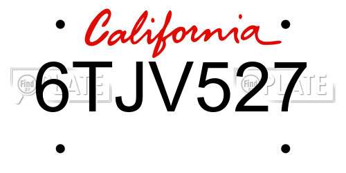 6TJV527 California License Plate