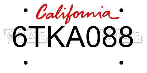 6TKA088 California License Plate