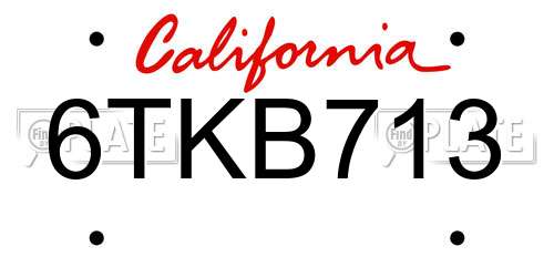 6TKB713 California License Plate